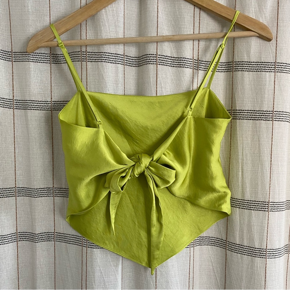 Aritzia Sunday Best Chartreuse Satin Top - Picture 3 of 9